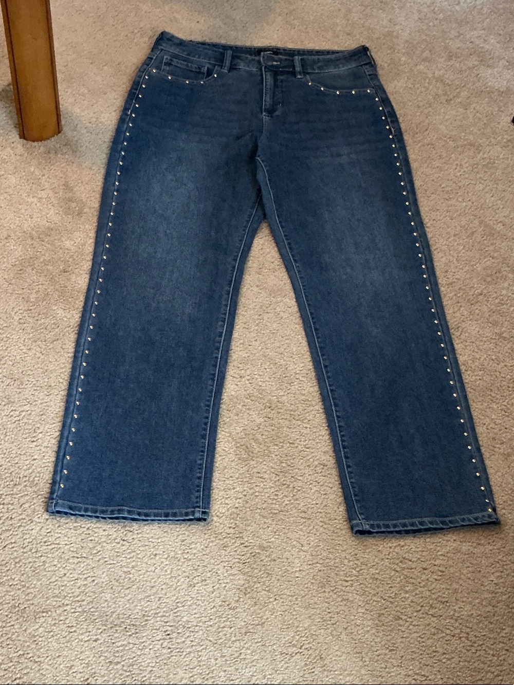 Express Dark Blue Straight Leg Jeans with Side Studs